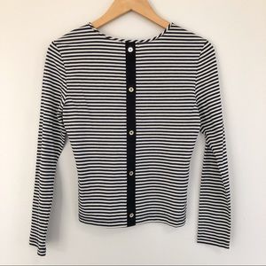 Closet closing 4/15, make offer! Chelsea28 Black and Cream Striped Long Sleev…